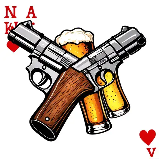 Cards Beer Guns Crossed