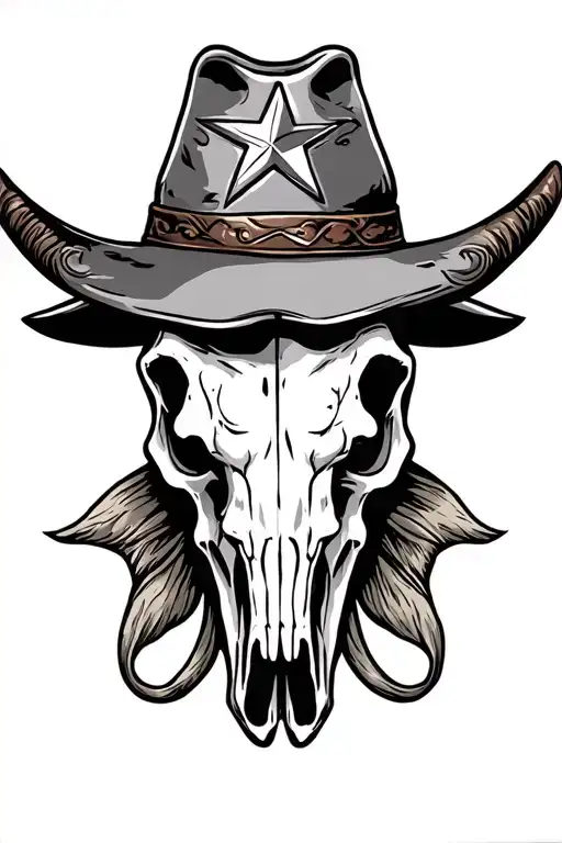 Western Theme Bull Skull Texas Star Cowboy Skull