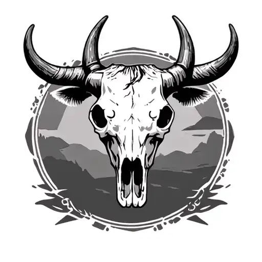 Cow Skull With Horns In A Western Background