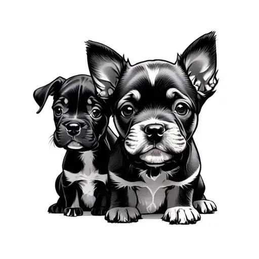Leon With 3 Puppies