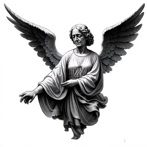 An Angel Grandmother Looking Down From Heaven