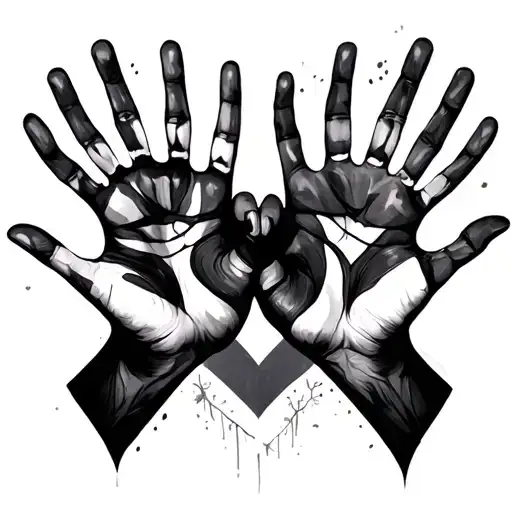 5 Handprints Forming A Heart Shape