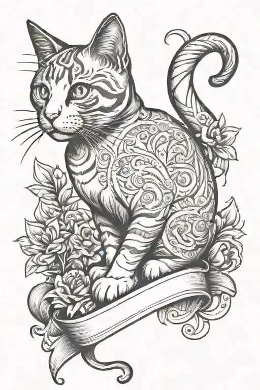 Cat With Banner Underneath