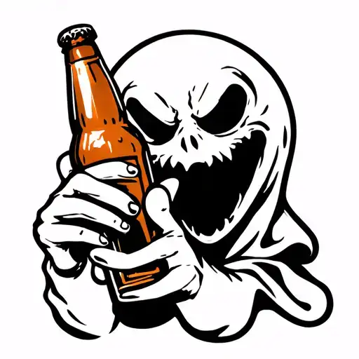 Casper The Ghost Drinking A Beer Bottle