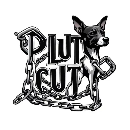 The Word Pluto With Dog Chains