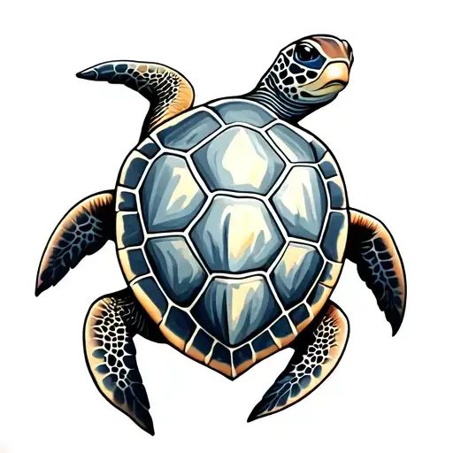 Colorful Illustration Of A Sea Turtle