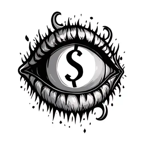 Evil Smile Face With Dollar Sign As Eye