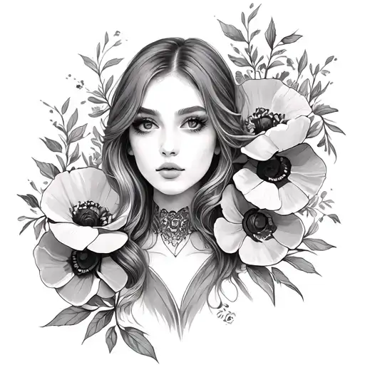 Poppi Lea Ann With Poppy Flowers Around It