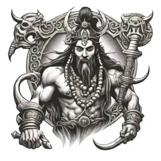 Lord Shiva And Trishul Fierce Viking Warrior