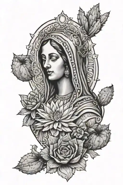 The Virgin Mary With Cacti Behind Her