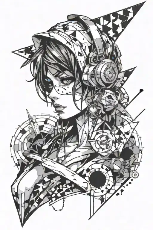 Trash Polka Anime Style With Geometric Design Incorporated