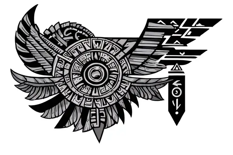 Aztec History Surrounded By Symbols And Runes