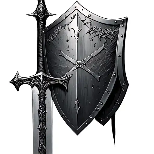 Realistic Glader With Shield And Sword