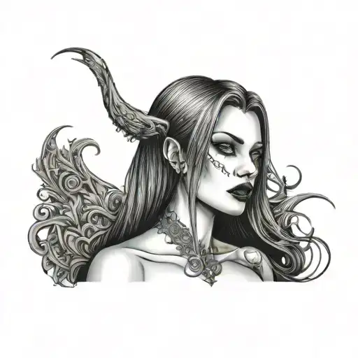 Half Body Girl Side Profile Vampire Girl