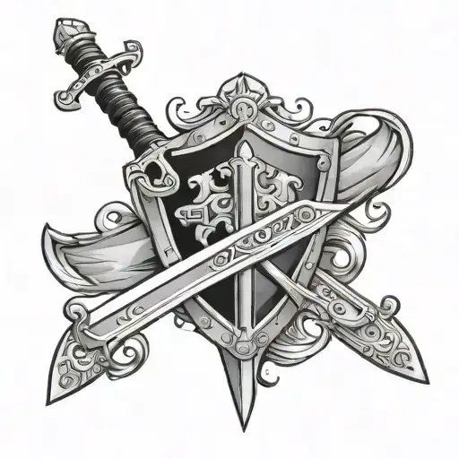 Shield Crown And Katana Sword