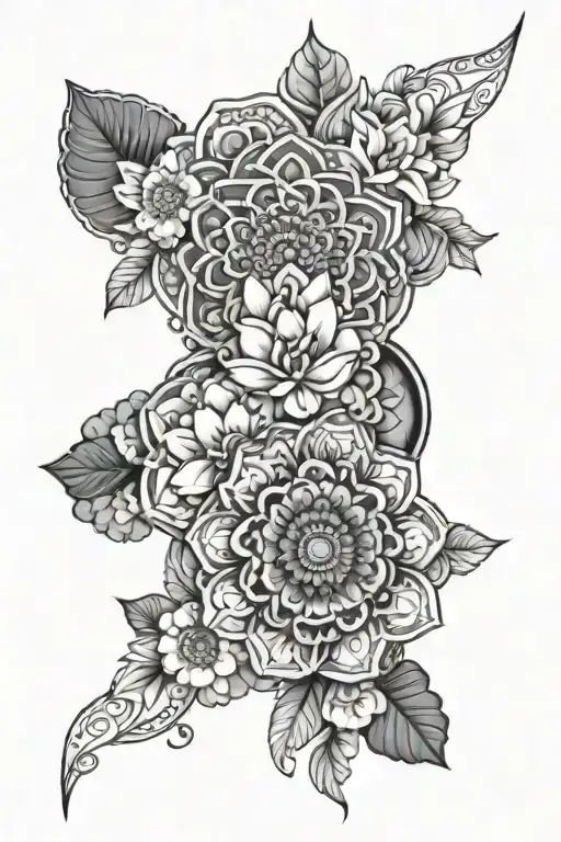 Love Mandala With Flowers A Honey Comb Pattern Incorporating Elements