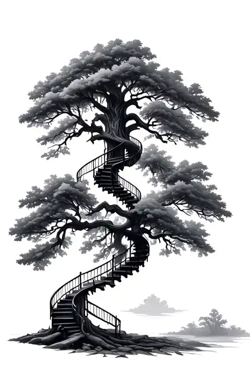 Oak Tree With Spiral Staircase