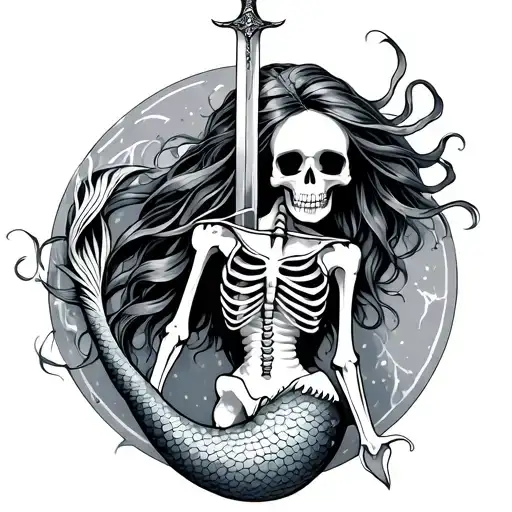 Mermaid Skeleton With Sword