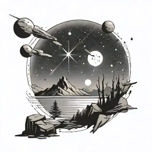 Lake And Meteor Shower