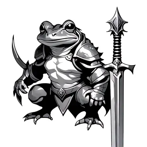 Frog Tattoo That Is Dress Up Berserker Armor From Berserk As Well As Dragonslayer Sword