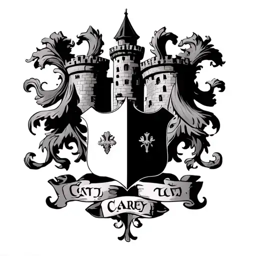 Carey Family Crest With Castle Surrounded