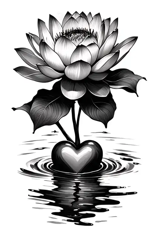 Lotus Blooming From The Muddy Water And Paired With A Heart