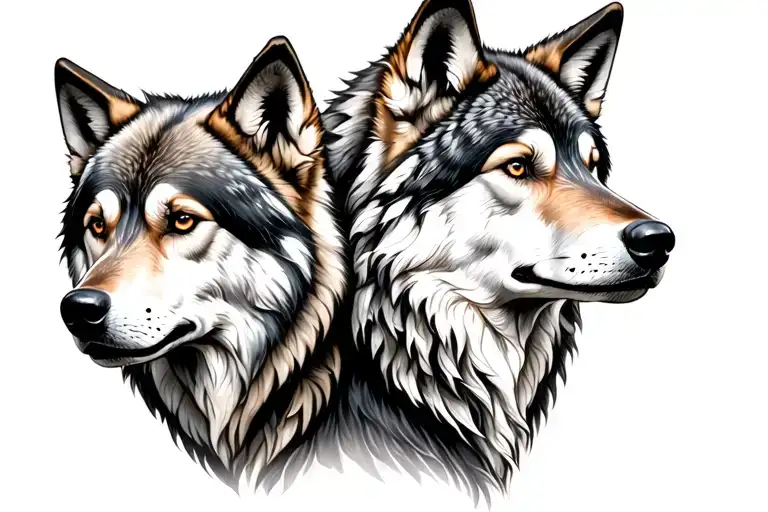 Wolves Side By Side View