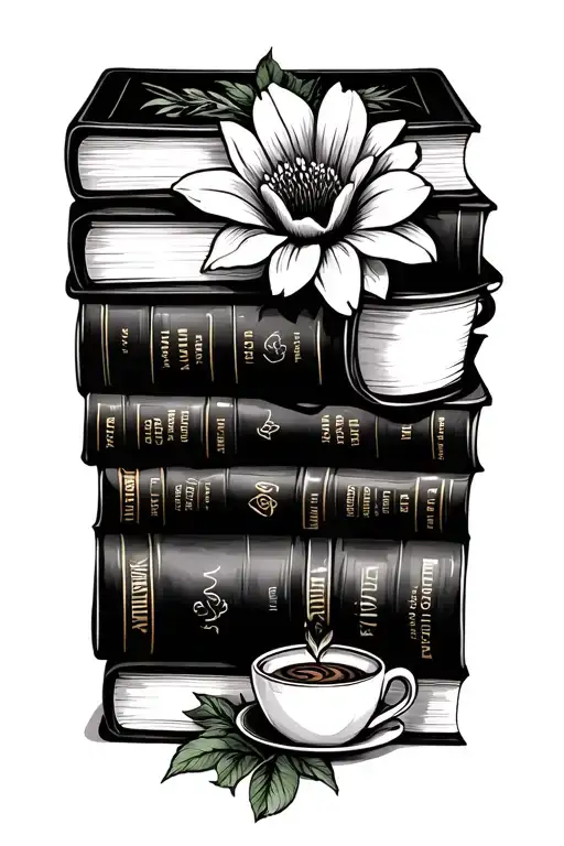 Books With Flowers And Coffee