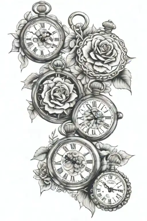 3 Pocket Watches With Roses And Marigolds Morning Glory's