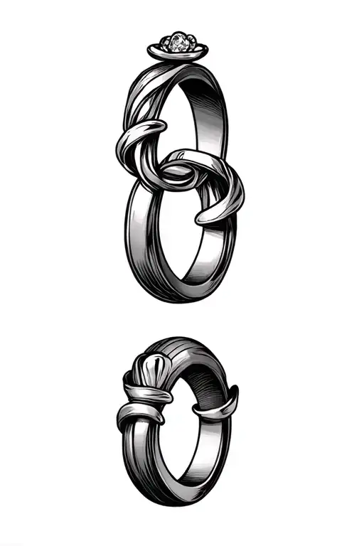 Fine Line Wedding Ring Tattoo With The Initial C In Cursive Creating A Ring Around Finger
