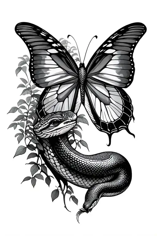 Half Snake Half Butterfly Flying Up To A Mangrove Tree