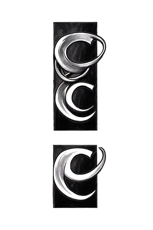 Fine Line Tattoo With The Initial C In Cursive Creating A Ring Around Finger