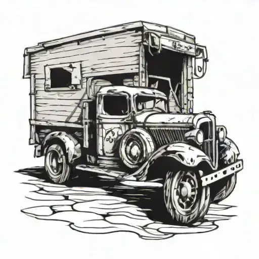Old Truck With Shadow But The Shadow Is A Cross Made