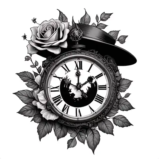 Alice Madness Returns In A Clock With A Rose And A Hat