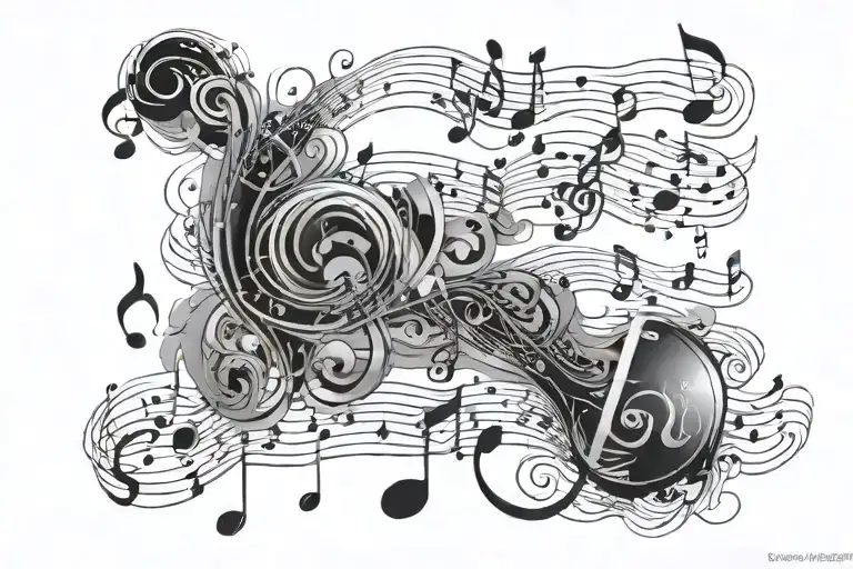 Sheet Music Notes Floating