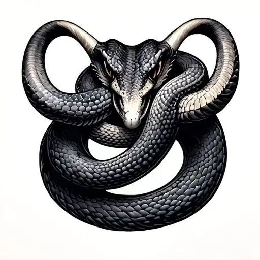 Sign Of The Horns Snake Coiled