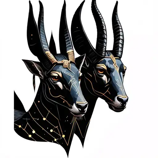 Anubis And Capricorn With Their Constellations