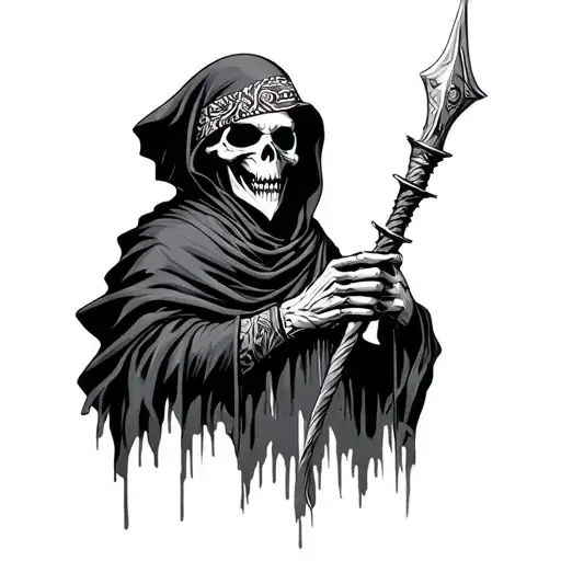 Grim Reaper With Cholo Aesthetics Featuring A Bandana Paisley Cloak