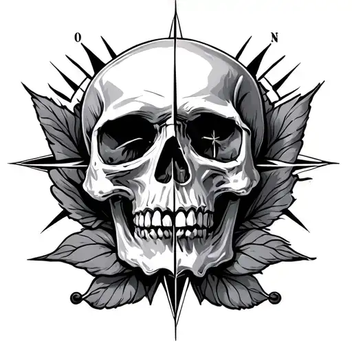 Skull Compass Roses Intertwined