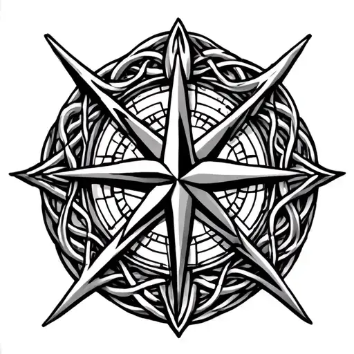 Celtic Cross With Nordic Compass Rose Intertwined