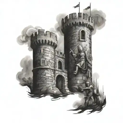 Knights Templar Attacking Castle Tower