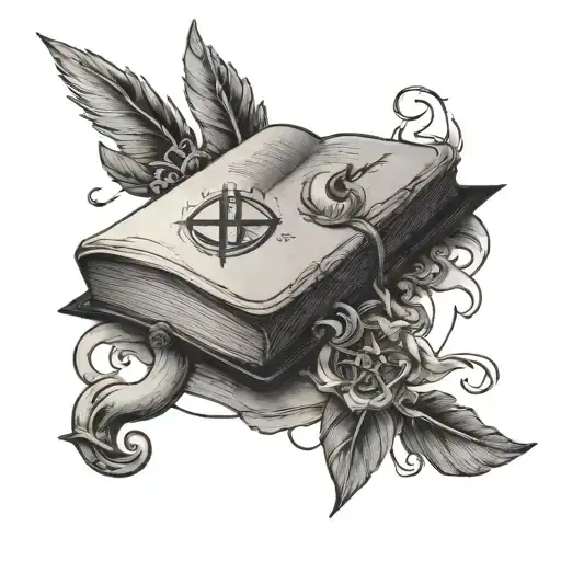 A Book With Philosophical Symbols Emerging From It