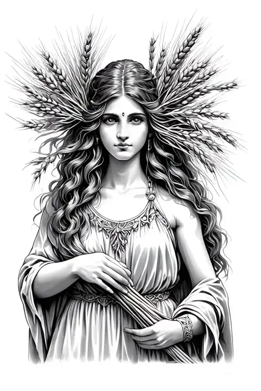 Maiden With A Sheaf Of Wheat Coming