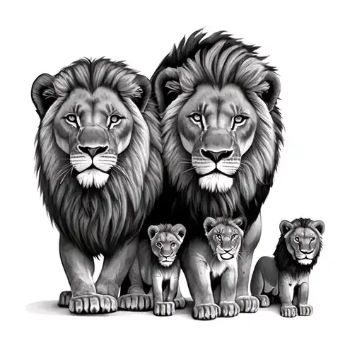 Family Of Lions Dad Leona Mama Leona 2 Young Lions 1 Young Lioness And 1 Leona Angelito