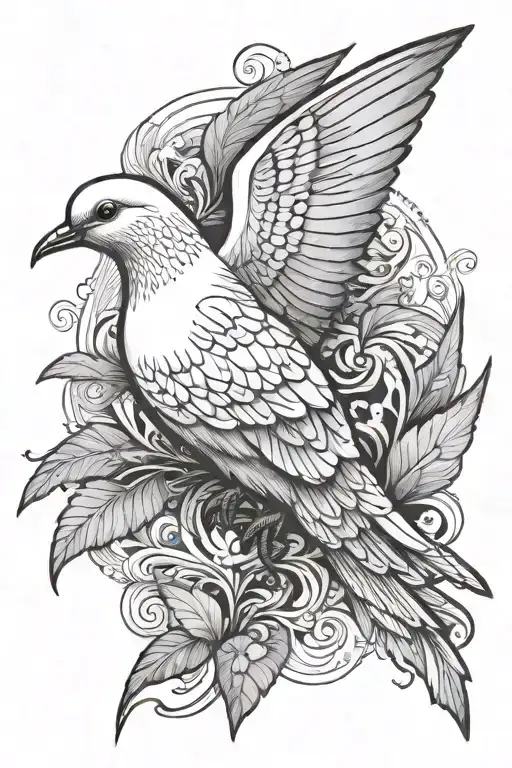 Dove With Tail Tapering Into Line