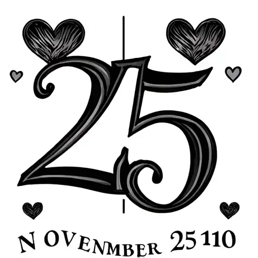 Roman Numerals With The Date Of November 25 2010 With Hearts Around It In A Unique Way