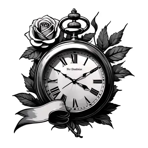 Pocket Watches With One Rose With Banner
