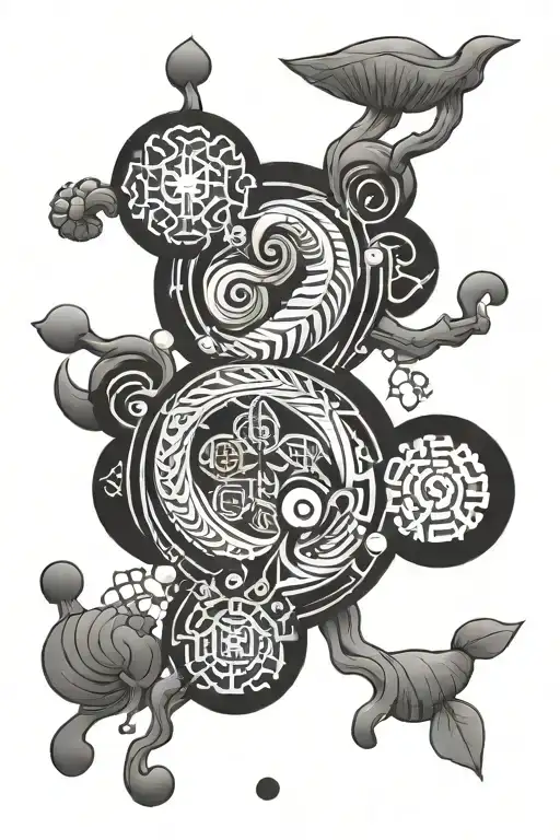 Kaizen Japanese Characters Combined With Psilocybin Molecule