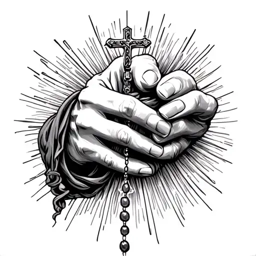 Gods Hand Holding The Rosary Wrapped