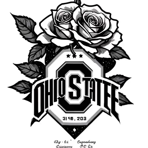 Forearm Tattoo With Roses With Date In It With Ohio State Logo Incorporated With Stars And Galaxys
